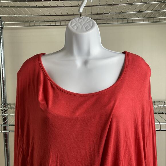 Ashro Women's Red Draped Jersey Maxi Dress Size 18 Batwing Sleeves Boho Flowy - Picture 8 of 11